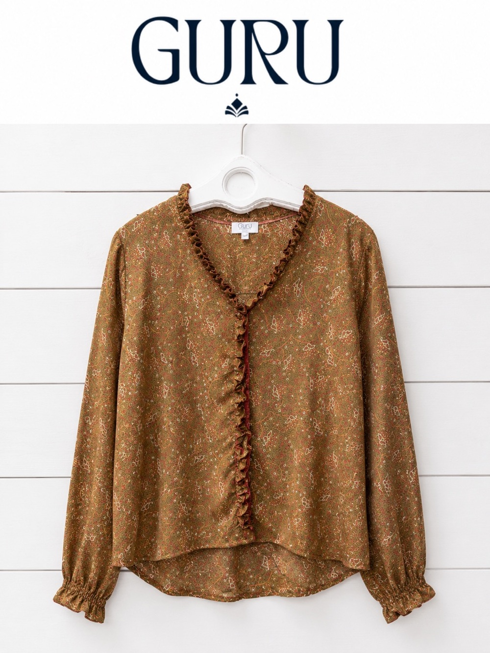 Guru Silk Paisley Blouse – Brown – Size S/M